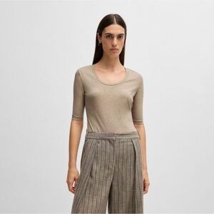 Women's Boss Effilie2 Scoop-Neck Top in Navy blue